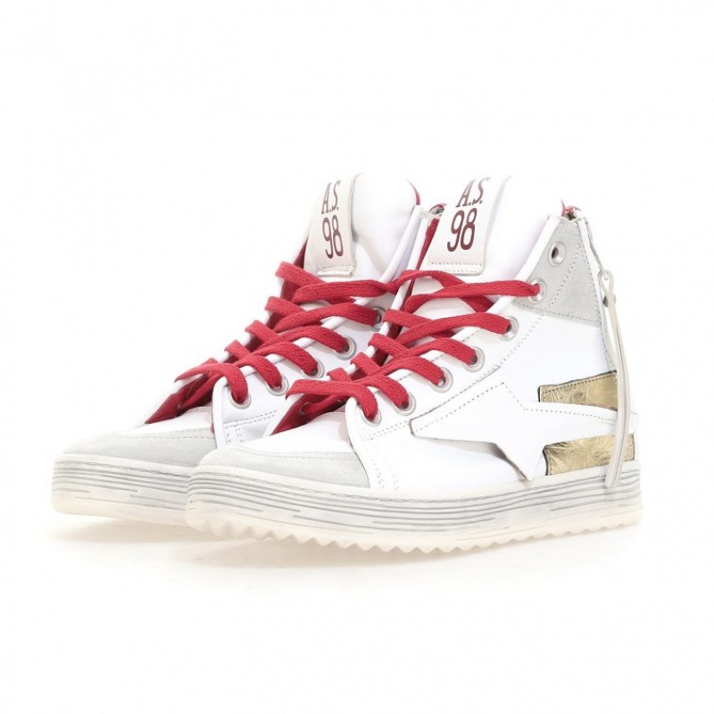 A.S.98 Aileen Sneakers Damen Weiß Rot | DE-604SEKOMZ